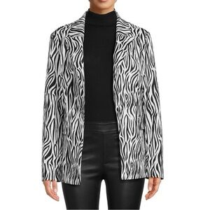 New Area Stars Zebra Print Blazer Jacket Zanzibar Black White Size Small